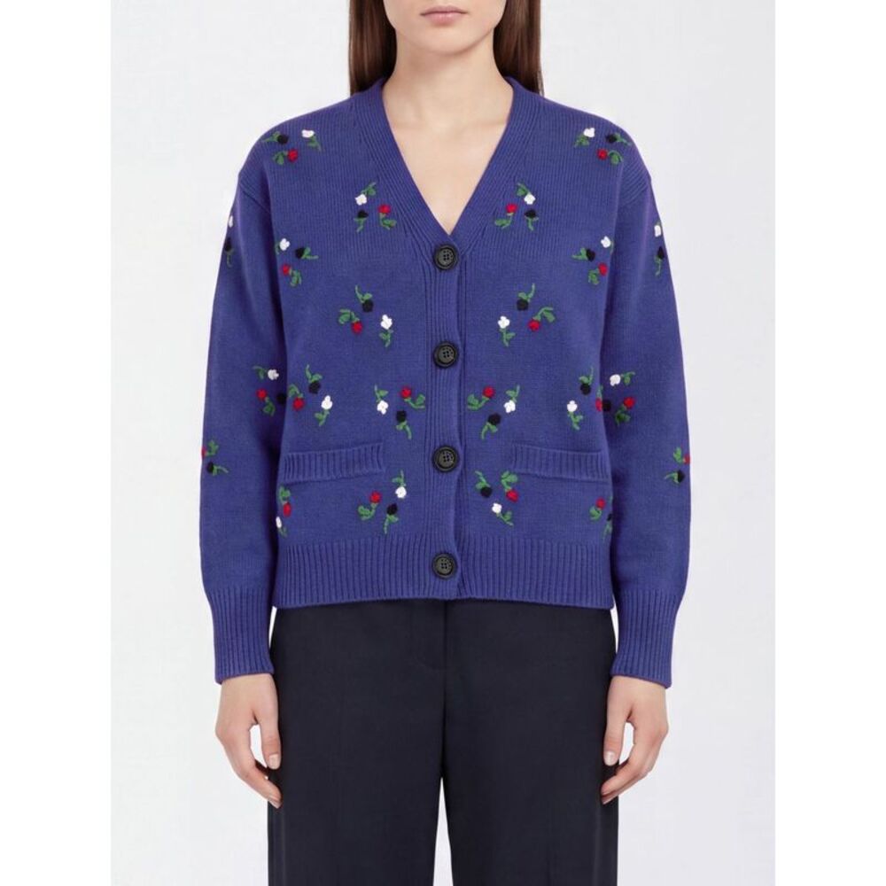 Marni Women Marni Virgin Wool And Cashmere Cardigan With Floral Embroidery